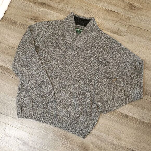 David Taylor Collection Men's L grey marl sweater Cross over v neck soft EUC - Picture 5 of 7